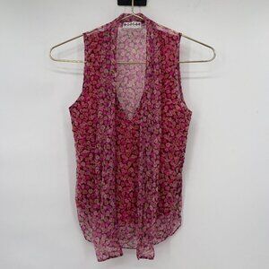 Morgan de Toi Sheer Floral Sleeveless Blouse — Pink & Mauve